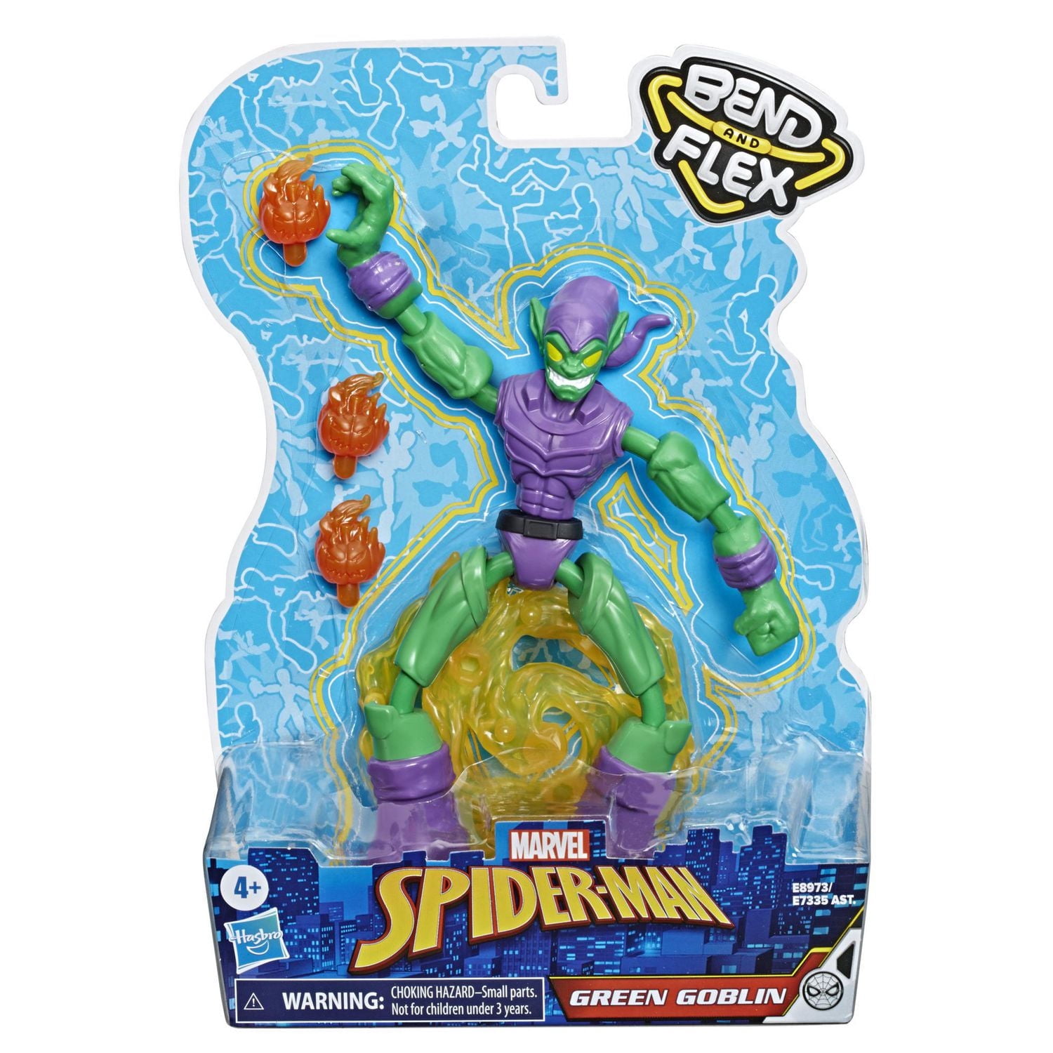 Marvel Spider-Man Bend and Flex, figurine articulée Green Goblin de 15 cm flexibles, incluant accessoire, pour enfants, à partir de 6 ans