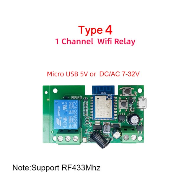 Tuya Smart WIFI 2CH Switch Module For Lights Garage Door Gate,DC 5V 12V 24V 32V,2 Channel Button RF 433Mhz Remote Control Relay ,Easy to Use