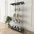 thumbnail image 6 of Modern Glass Display Cabinet with LED Lights, Quick-Assembly Antique Cabinet, Tempered Glass Bookshelf for Living Room/Bedrooms (2-Door 4-Shelf, Black), 6 of 9