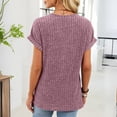 thumbnail image 4 of XFLWAM Women's Short Sleeve Tops Summer V Neck Button Henley T Shirts Dressy Casual Ribbed Knit Solid Color Tunic Shirt, 4 of 9
