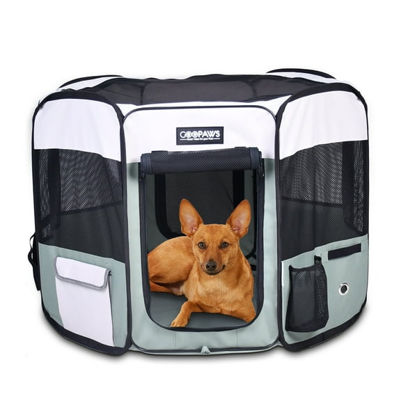 GOOPAWS Soft-Sided Pet Playpen for Indoor/Outdoor Use with Carry Bag, 36"