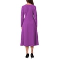 thumbnail image 3 of INSPIRE CHIC Women's Long Sleeve Dress Wedding Guest Formal Cocktail Crewneck A-Line Maxi Dress XL Purple, 3 of 6