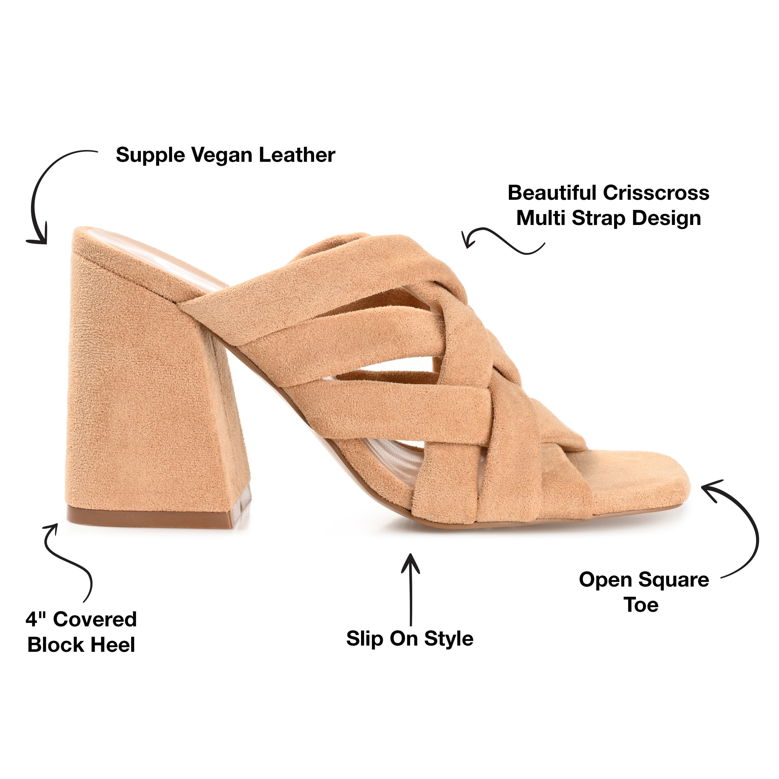Journee Womens Dorisa Open Square Toe Block Heel Sandals