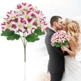 thumbnail image 2 of Artificial Bouquet Fake Flowers for Wedding Home Hotel Decoration Arrangement Centerpiece Photography Prop and Vase Filler Hot Pink 1Pcs, 2 of 6