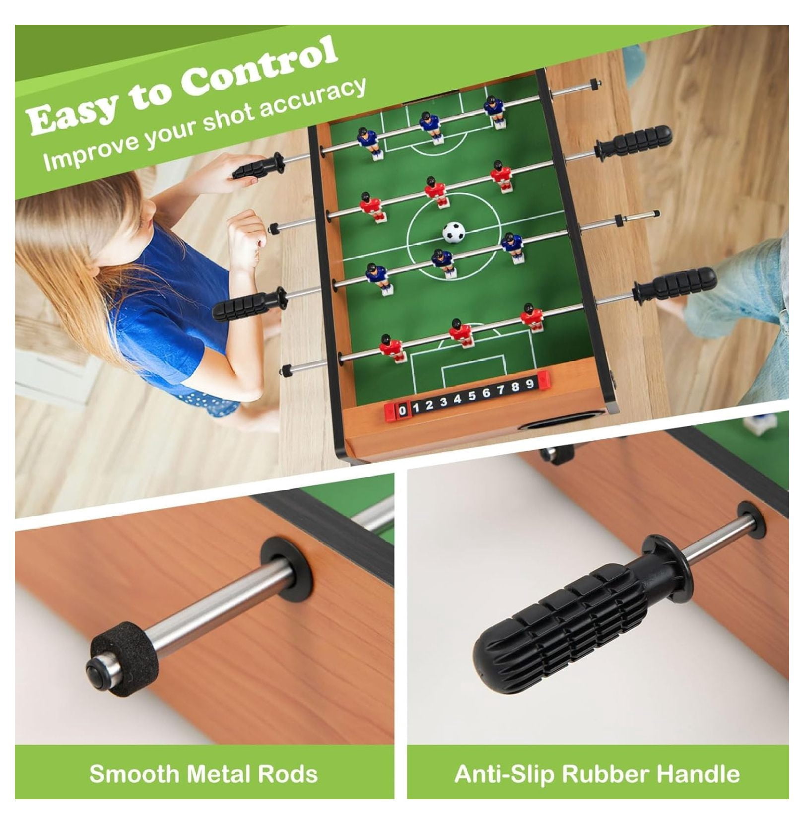 Foosball Table, 20" Mini Foosball Table with 2 Balls for Kids, Table Top Foosball for Game Room Home Office Dorm
