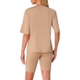 thumbnail image 3 of INSPIRAR CHIC Conjuntos de 2 Piezas para Mujeres, Camiseta de Manga Corta con Letras Impresas, Pantalones Cortos Bodycon, Conjuntos de Lounge S Khaki, 3 of 6