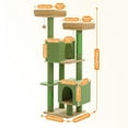 thumbnail image 3 of Demi Bonn 52" Cat Tree Tower with 2 Scratching Posts, 2 Perches, 2 Caves, Pompoms, Multi-Level Plush Cat Condo for Indoor Cats, Green, 3 of 7
