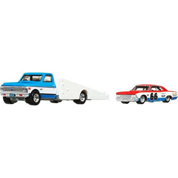 Hot Wheels Team Transport Truck & Race Car, Gift for Racing Collectors