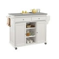 thumbnail image 3 of Visentor Kitchen Island Cart with Lockable Wheels, Rolling Utility Kitchen Cart with 2 Drawers, 2 Doors Cabinet & Towel Rack, 47 Inch, White, 3 of 8