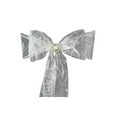 thumbnail image 2 of BalsaCircle 10 Ivory Fancy Embroidered Sheer Organza Chair Sashes Bows Ties, 2 of 4