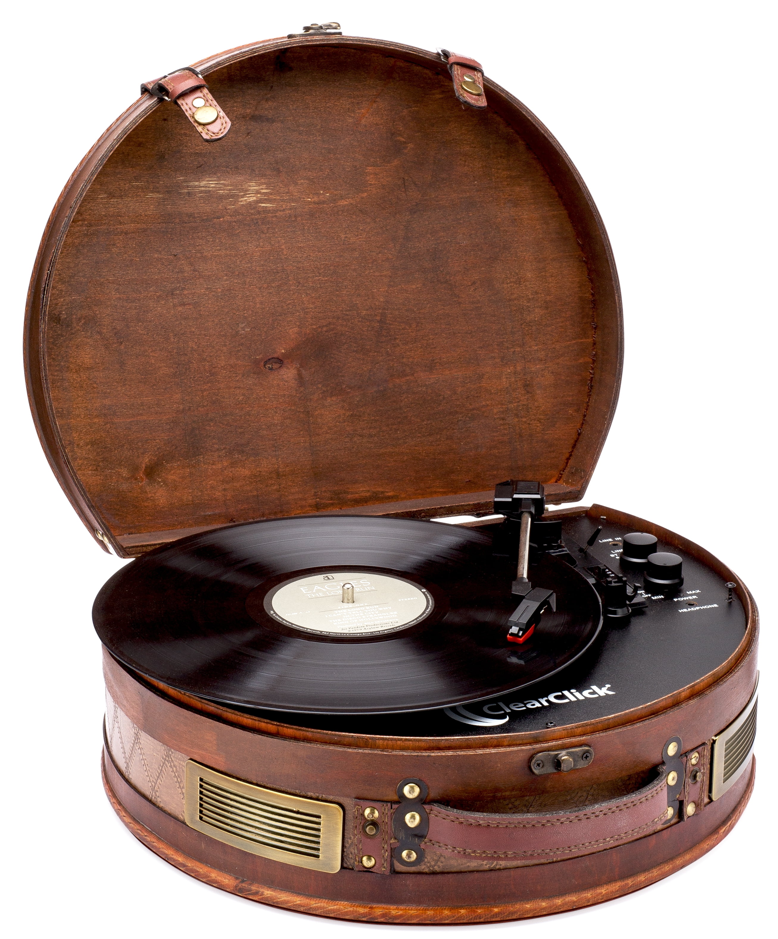 guiden Watchful rotation ClearClick Vintage Suitcase Turntable with Bluetooth & USB - Classic Wooden  Retro Style - Walmart.com