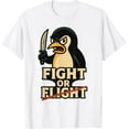thumbnail image 1 of Fight or Flight Meme Penguin North Pole Knife Camiseta de animales, 1 of 2