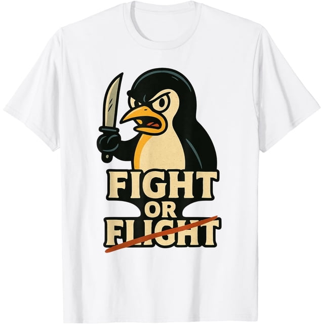 Fight or Flight Meme Penguin North Pole Knife Camiseta de animales
