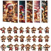 Nkmbld Advent Calendars for Christmas, Christmas Countdown Calendar Cute Monkey Pendant, Each Compartment Has a Different Christmas Surprise Toy