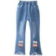 thumbnail image 4 of LNICEAR Niños Niñas Jeans Casual Color Sólido Volantes Bell-Bottoms Pantalones De Mezclilla Mediados De Cintura Acampanados Pantalones, 4 of 5