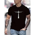 thumbnail image 1 of Camiseta de verano de manga corta para hombre: suave y elástica con diseño geométrico de avión, cuello redondo, corte informal para adultos, hombres, mujeres, adolescentes, jóvenes y ocio., 1 of 6