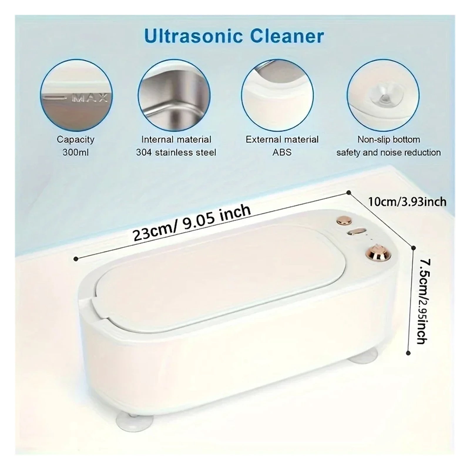 A Ultrasonic Cleaner, High-Freq Vibration, 3 Gears, 360° Deep Clean, Timer, for Jewelry, Eyeglasses, Pacifiers, Makeup Tools