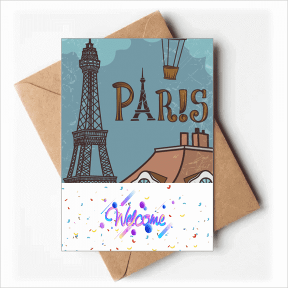 Paris Fire Ballon France Eiffel Tower Welcome Back Greeting Cards Envelopes Blank