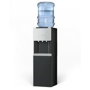 UMOMO Top Loading Water Cooler Dispenser,3 & 5 Gallon Bottle,Compression Refrigeration Anti-Scalding Design with Child Safety Lock for Home Use, Black and Sliver