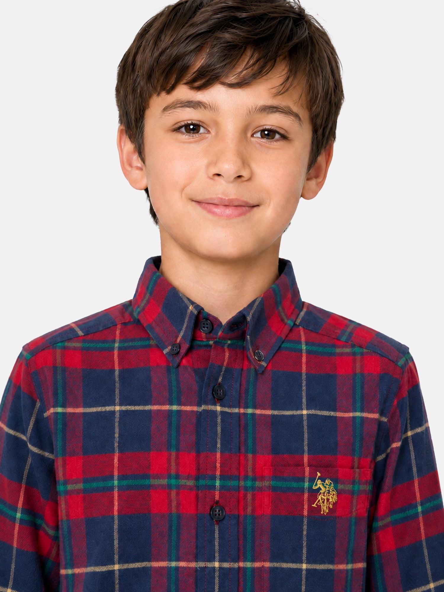 U.S. Polo Assn. Boys Long Sleeve Button Up Shirt, Sizes 4-18
