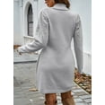 thumbnail image 4 of Women's Turtleneck Sweater Dress with Pearls Fall Winter Casual Long Sleeve Pullover Knit Midi Dress, 4 of 5