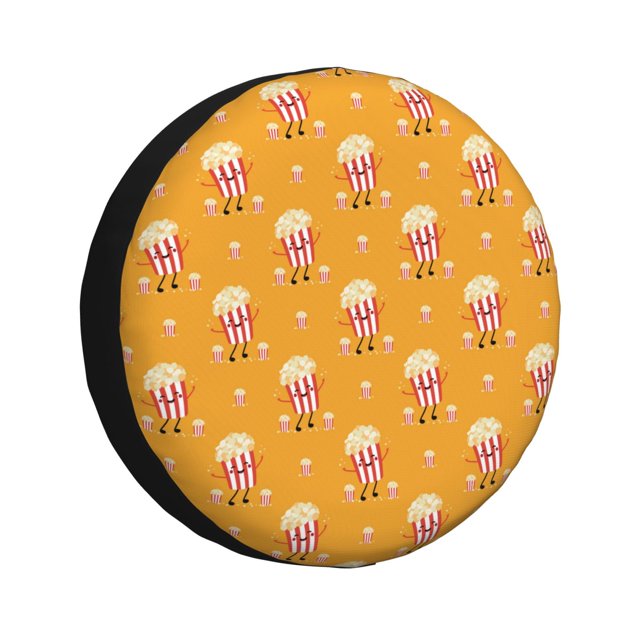 Balery Cute Popcorn Cubiertas para Neumáticos - Protector Resistente para Neumáticos de Camioneta, SUV, Remolque, Camper y RV-14 inch