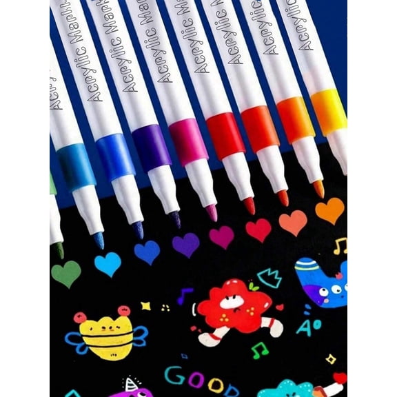 Acrylic Paint Markers 60 Colors, Dual Tip Acrylic Paint Pens with Brush and Fine Tip, Waterproof Permanent Art Markers for Rock Painting, Wood, Canvas, Glass, Ceramic, and DIY Crafts