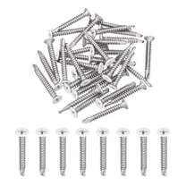 Uxcell 30Pcs M4.2x32mm White Flat Head Self Tapping Screws for Metal, Silver