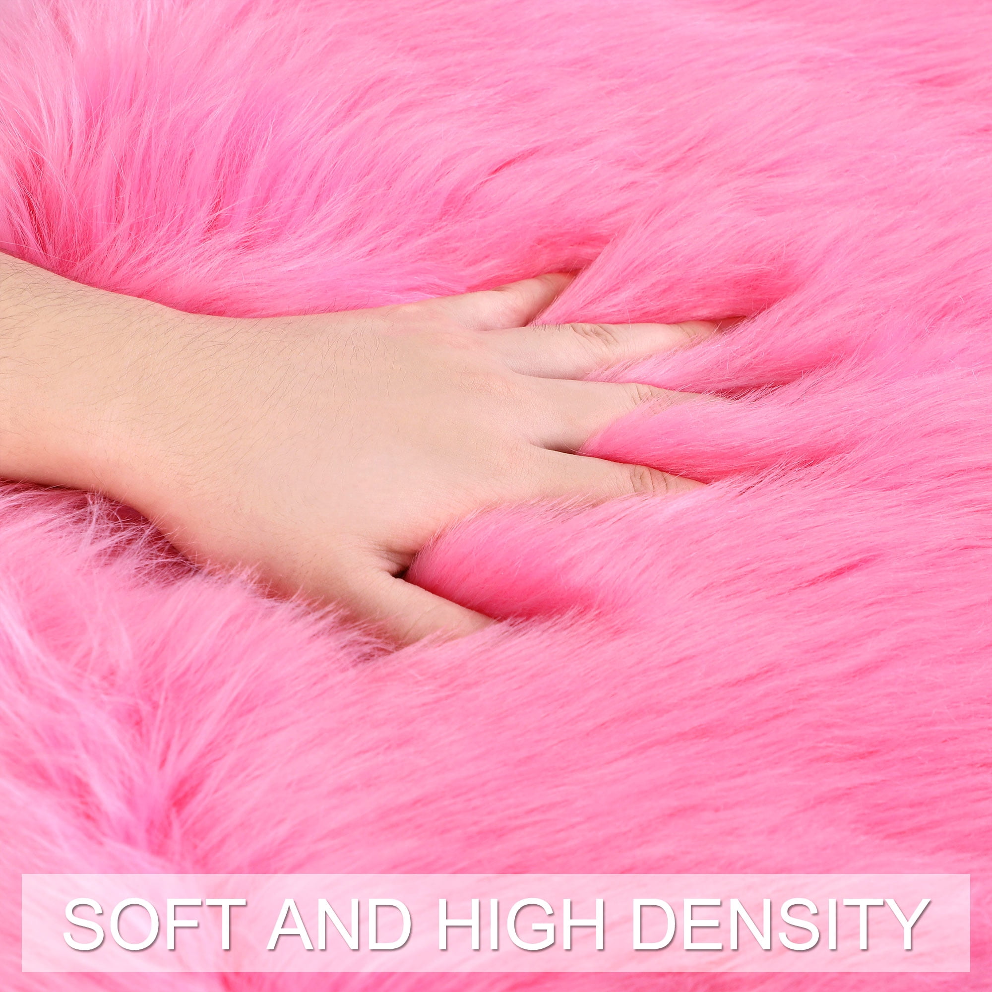 Unique Bargains Artificial Animal Wool Soft Faux Fur Sheepskin Plush Area Rug Rose Red 2x2 Feet Round