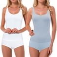thumbnail image 1 of Curve Muse Women's Sexy Slim Fit Camisole Tank Top with Shorts Pajama Set pack of 2-LT GRAY,WHITE-S, 1 of 7