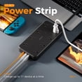 thumbnail image 2 of XUCP-Bandes d'Alimentation à Prise Plate avec Parasurtenseur 1080J, Rallonge de 6 Pieds pour Intérieur avec 8 Prises Multiples et 3 USB (1 USB C), Station de Charge Murale pour Maison Bureau Dortoir, Noir Pur, 2 of 4
