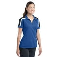 thumbnail image 3 of Sport-Tek Ladies Tricolor Shoulder Micropique Sport Wick Polo-L (True Royal/Black/White), 3 of 4
