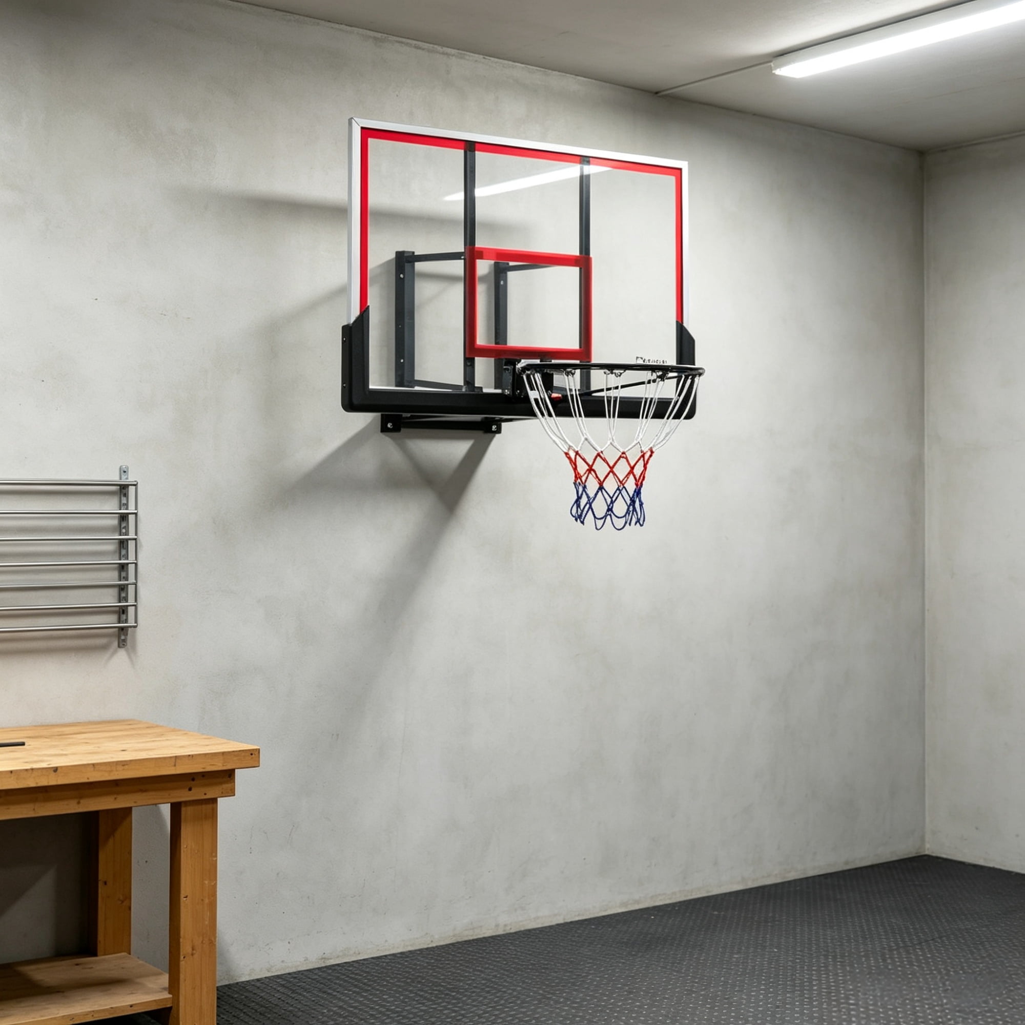 Wall Mount Basketball Hoop with Shatterproof Backboard and Steel Rim