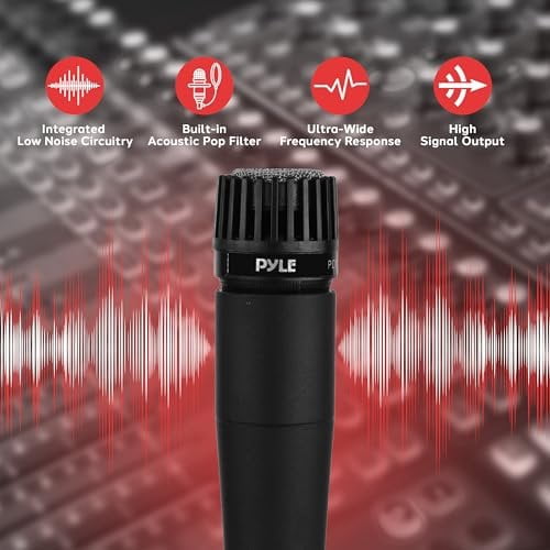 Pyle Professional Dynamic Microphone - 4-Pack Unidirectional Handheld Moving Coil Mic with Built-in Pop Filter, 15 ft. XLR Audio Cable, Ideal for Stage, Karaoke & Studio Performances