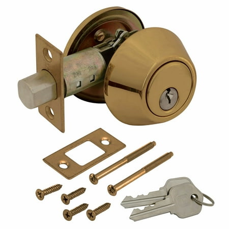 Brass Parthenon Single Cylinder - Ez-Flo 57522 Single Cylinder Deadbolt Polished Brass - Clam