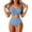 Blue, variant on QEMAUUA Elegant High Waist Tummy Control Two Piece Stretch Tankini Summer Beach Swimwear Swimsuit Swimsuits