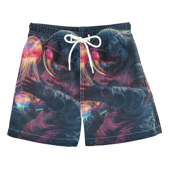 FORMRS Boys Swim Trunks Quick Dry Mesh Liner Boardshorts Sizes XS-XL, Glowing Jellyfish