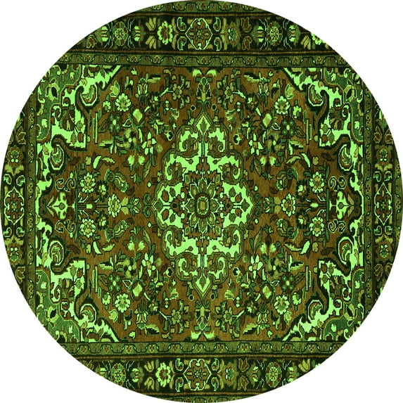Ahgly Company Indoor Round Persian Green Traditional Area Rugs, 7' Round