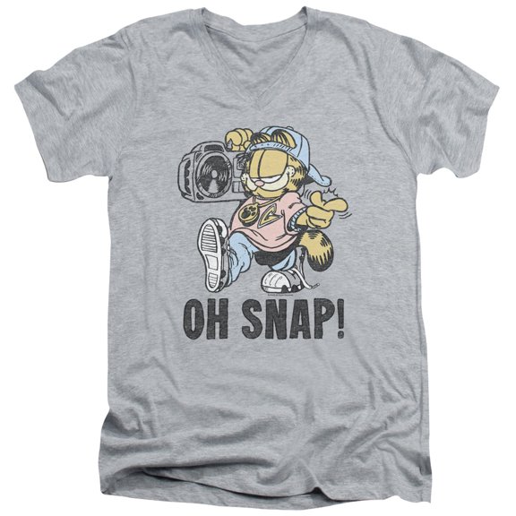 Garfield Oh Snap S/S Adult V-Neck T-Shirt Athletic Heather