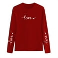 thumbnail image 3 of Valentines Day Shirts Long Sleeve Tops for Women Loose Fitted Love Heart Print Crewneck Holiday Casual Sweatshirt (M, Red #A), 3 of 5