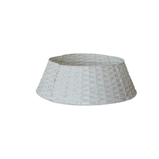 braveheart Hand Woven Xmas Tree Skirt Enhancing Tree Base With Warm Exquisite Style Easy To Assemble white trumpet