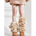 thumbnail image 3 of Gyaru Fuzzy Fur Leg Warmers Y2k Animal Print Furry Deer Legwarmers 2000s Whimsy Twee Alt Harajuku Accessories, 3 of 6