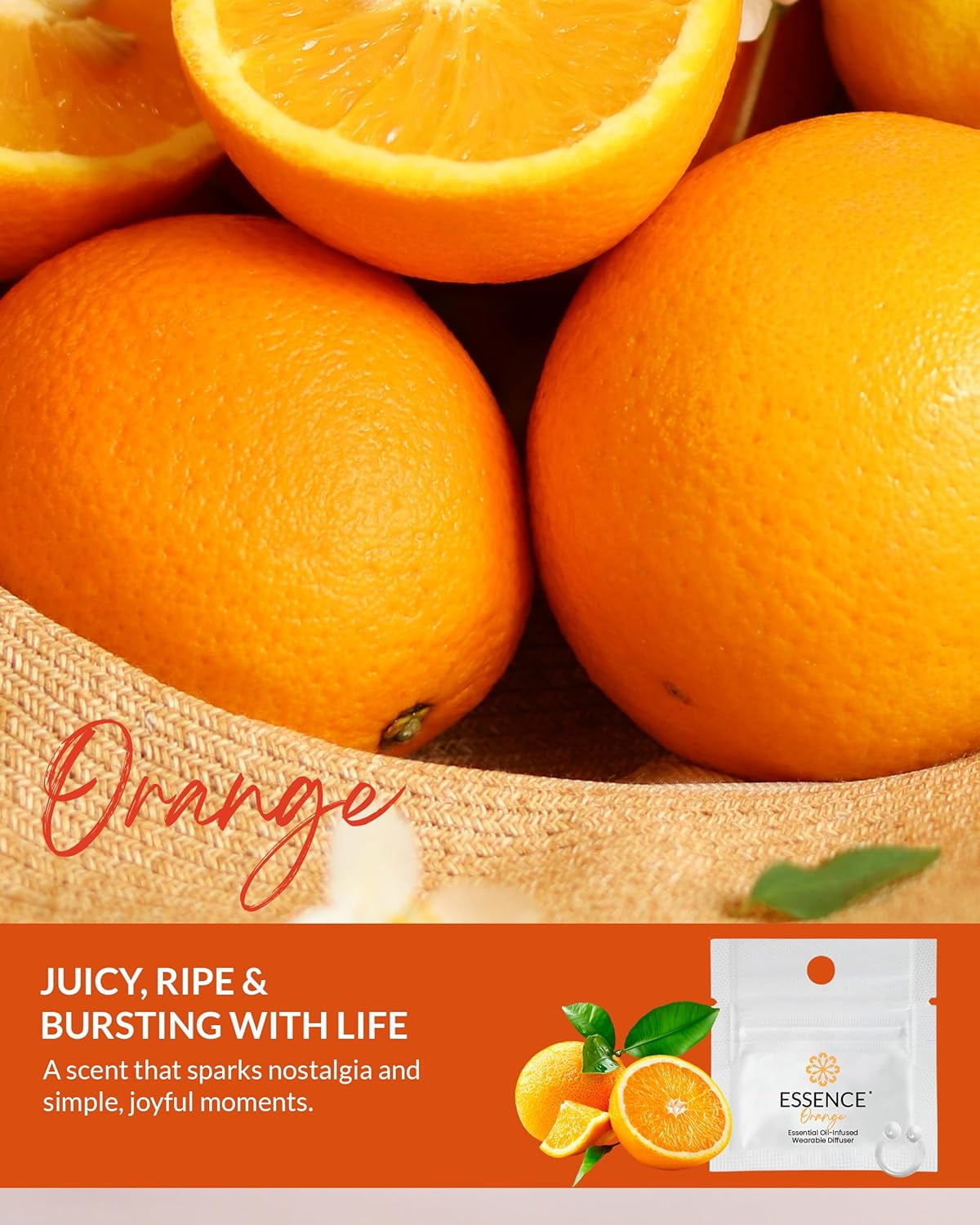 Essence Aromatherapy Nasal Diffuser Ring – Orange – 3pk – Personal Wearable Essential Oil Inhaler