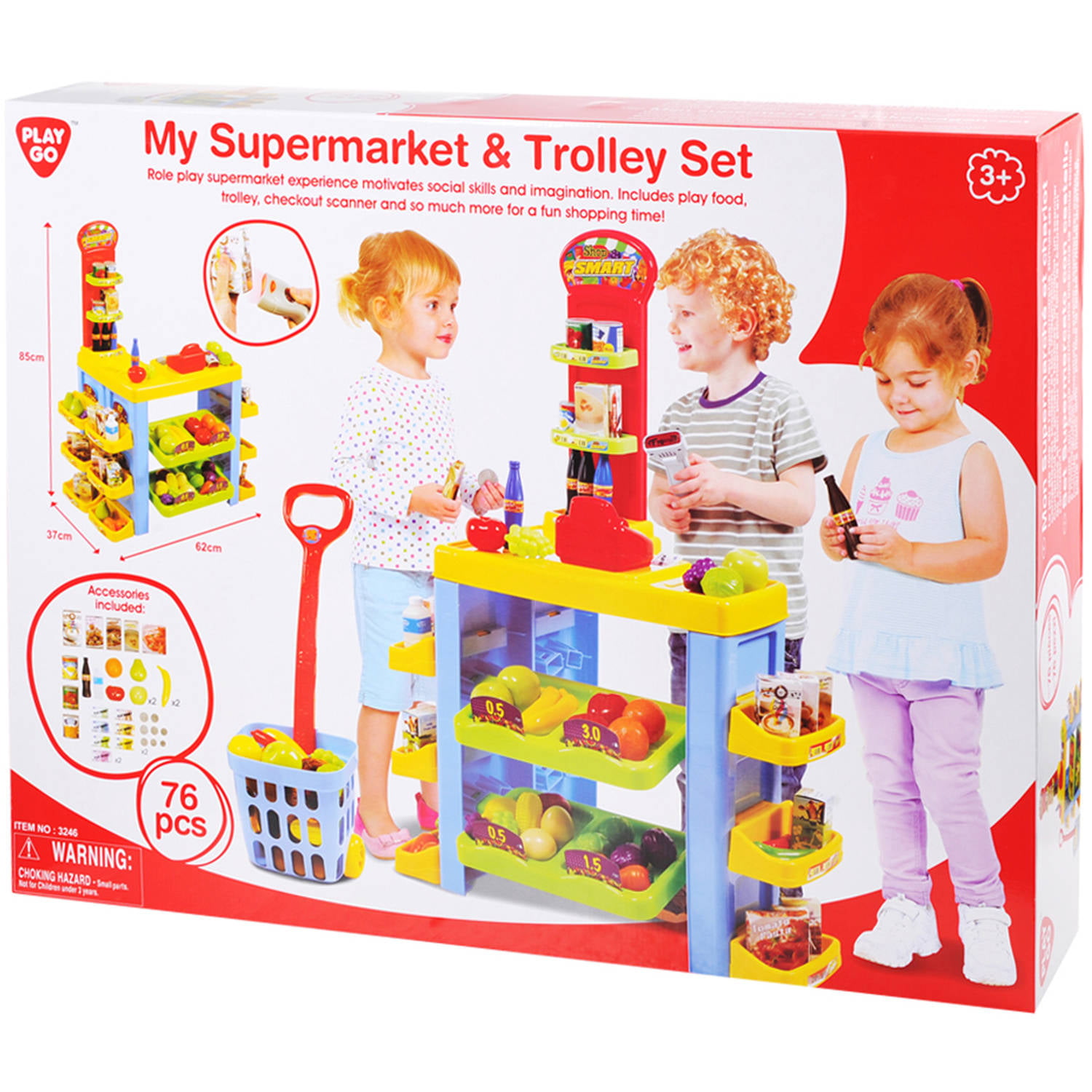 76 Piece PlayGo Battery Operated My Supermarket & Trolley Set Pretend Play Children Shopping Activities 