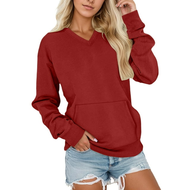 Krdevn Chandail en Molleton Thermique d'Hiver pour Femmes, Col Rond, Doux et Confortable, avec Poches, pour Tenue Athlétique Décontractée, Taille : TG
