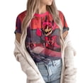 thumbnail image 2 of Hazbin Hotel Moda Casual Mujer Impreso Manga Corta Cuello Redondo Pullover Tops Rojo/3XL, 2 of 6