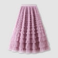 thumbnail image 2 of Ediodpoh Tutu Skirt Women's A Line Pleated Long Tutu Skirt with Ruffle Mesh Calf Length Chiffon High Waist Cake Skirt Skirts for Women Purple L, 2 of 4