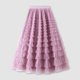 thumbnail image 2 of Falda vintage de malla con volantes hasta la pantorrilla para mujer - Falda tutú plisada de corte A y cintura alta (tallas M-L), 2 of 4