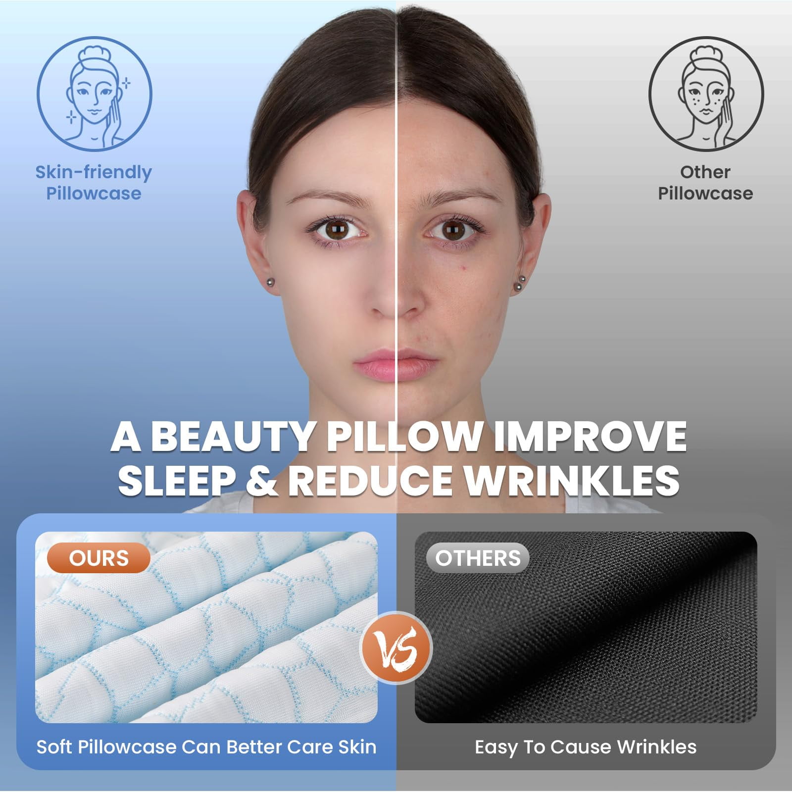 Alupssuc Cooling Cervical Neck Pillow, Memory Foam Ergonomic Orthopedic Pillow for Neck and Shoulder