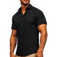 thumbnail image 6 of Guzom Men's Short Sleeve Button Down Shirt- Casual Polyester Casual Turndown Collar Mens Outside Dress Shirts Black Size 2XL, 6 of 6